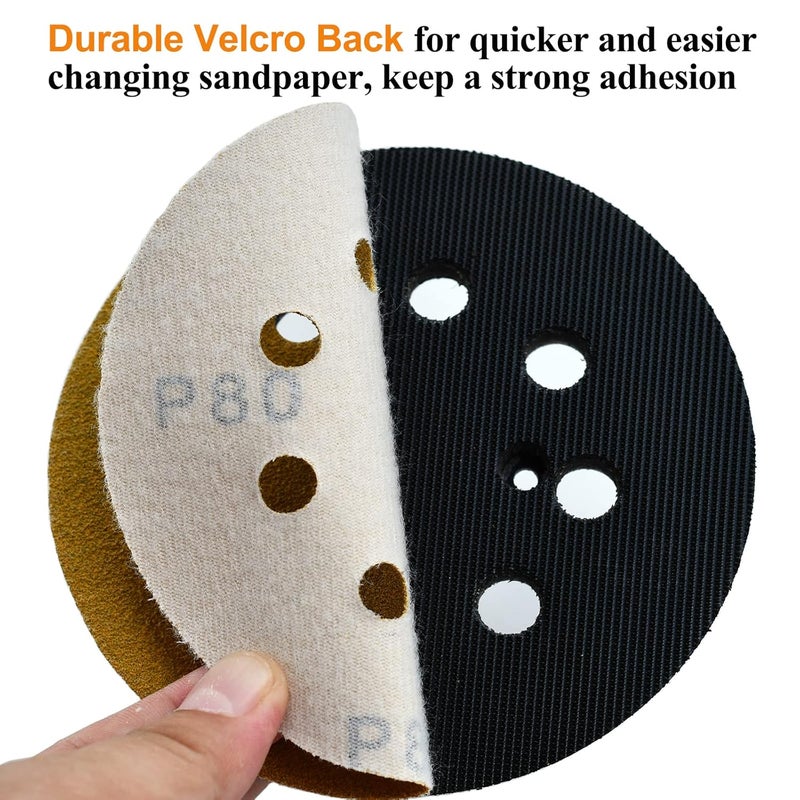 Aiyard 5-Inch 8-Hole Hook and Loop Sanding Discs 80-Grit Random Orbit Sandpaper, 50-Pack - Image 4